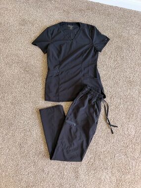 Cherokee Black Women's Scrub Top & Drawstring Pants